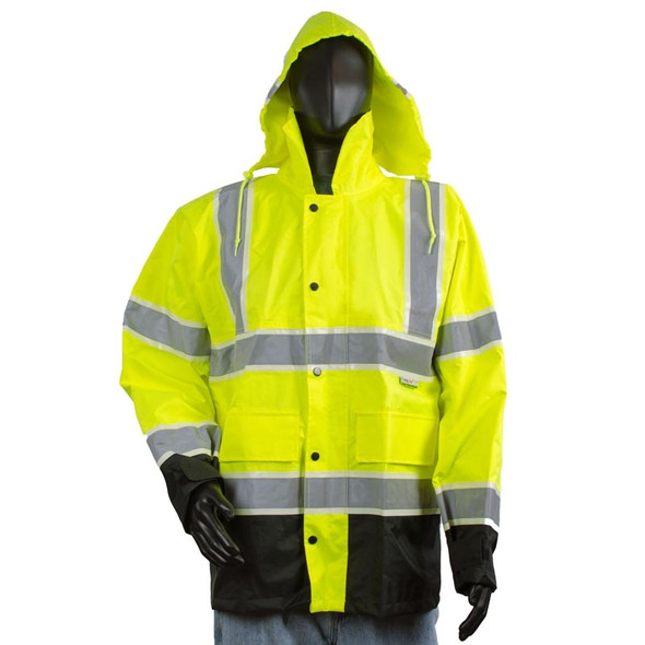Alpha Workwear Class 3 Hi Vis Illuminated Glowing Hi Vis Rain Safety Jacket A268 Front